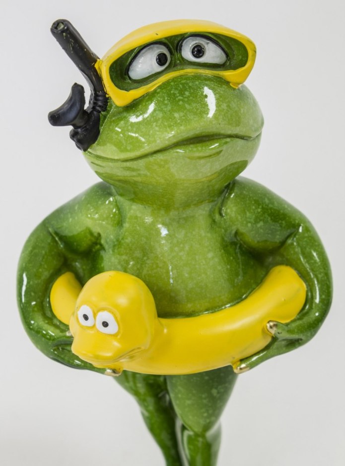 Zabawny Prezent Figurka żaba w kole z kaczuszką